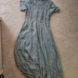 Elegant Gray Patterned Maxi Dress